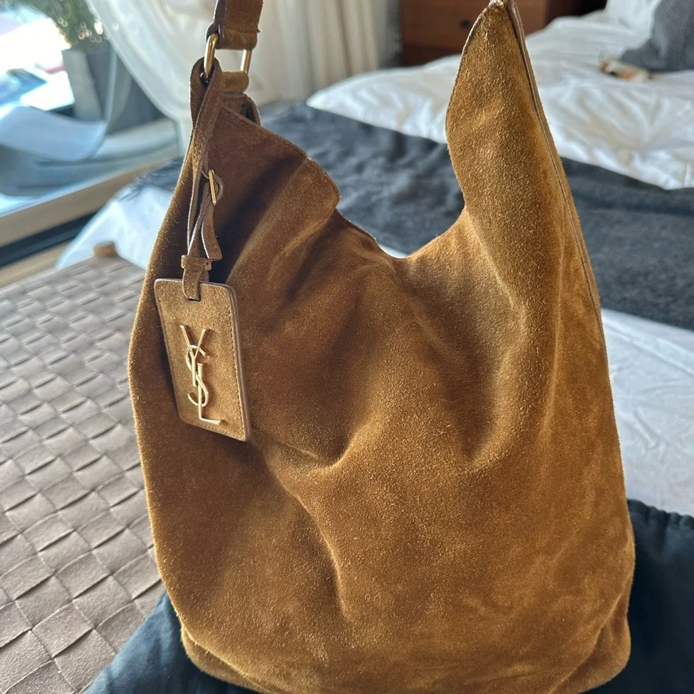 Saint Laurent Suede Studed Hobo Bag